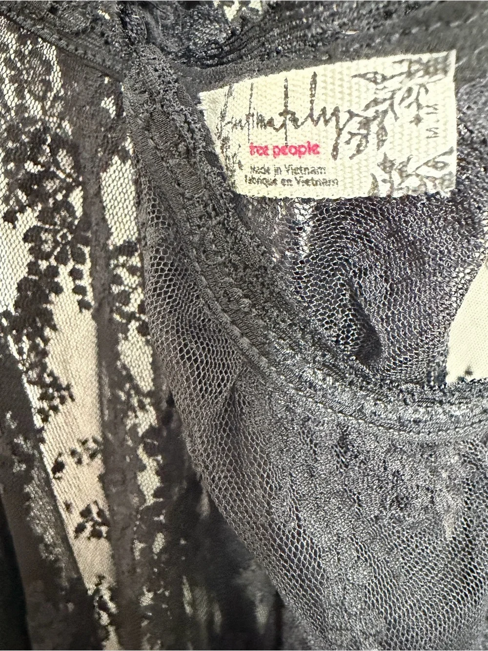 Free People In The Breeze Maxi Slip in Black Combo Sz Medium - Picture 11 of 11